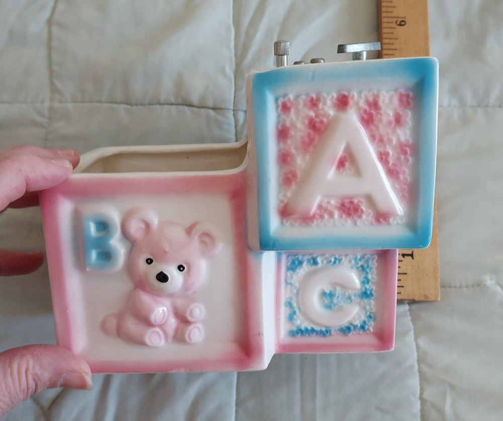 Parma Baby Block with Letters Planter Musical Japan Ceramic VINTAGE GUC